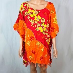 Hawaiian Orange Women's Shirt Sz M/L